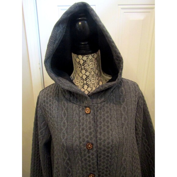 Cellabie Hooded Sweater Coat NWT Gray Loose Fitting Jacket Womens Size 2XL - Picture 4 of 12